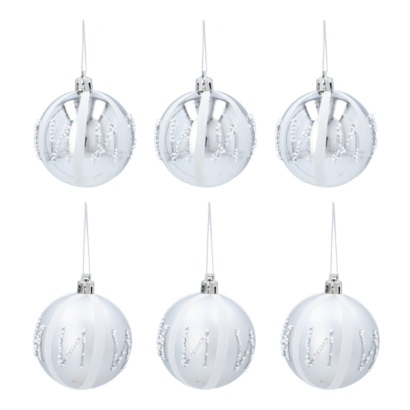 Aga Christmas Ornaments 7cm 6pcs Silver - Beads