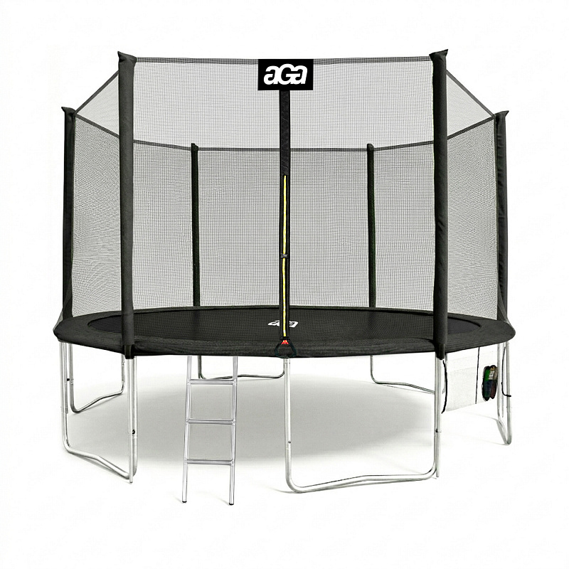 Aga SPORT PRO Trampoline 430 cm Black + Safety Net + Ladder + Shoe Pocket