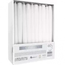 Set of taper candles 40 pcs - White