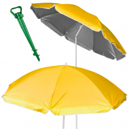 Beach umbrella adjustable collapsible UV foldable 150cm yellow