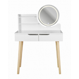 Cosmetic Vanity Table with LED Mirror - SCANDI White