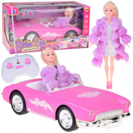 Retro Cadillac Car with Remote + Elegant Doll in Fur RC0745 Universal