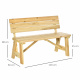 Aga Wooden Garden Bench 116x56x80 cm Natural