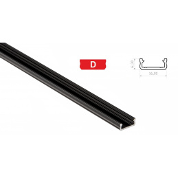 Aluminium profile for LED strips D mini surface 1m BLACK