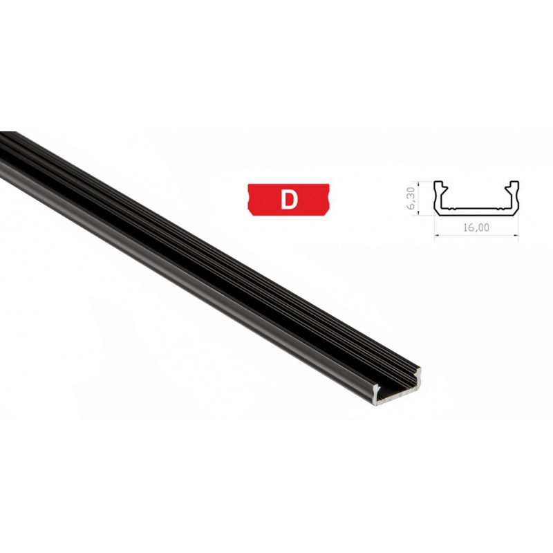 Aluminium profile for LED strips D mini surface 1m BLACK