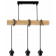 Hanging Ceiling Light LED Wooden Beam 3xE27 Loft Glass Strips