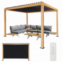 Garden pergola 3x4 m LED lighting 4 side curtains - remote control