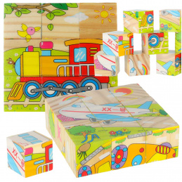 Aga Educational wooden blocks Vehicles 9 pcs