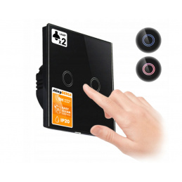 Glass touch switch double - black - GLASS