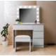 Aga Dressing table with mirror and lighting + stool Glossy white