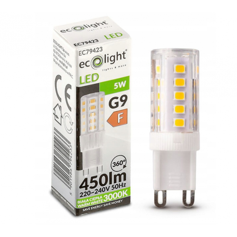 LED bulb - G9 - 5W - 450lm - warm white