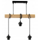 Hanging Ceiling Light LED Wooden Beam 3xE27 Loft Glass Strips