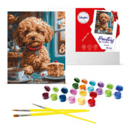 Paint by Numbers Set Maltipoo in a Café KHO6618 40x50 AP0041 Universal