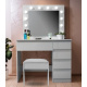 Aga Dressing table with mirror and lighting + stool Glossy white