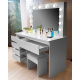 Aga Dressing table with mirror and lighting + stool Glossy white