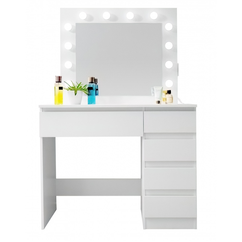 Aga Dressing table with mirror, lighting and el.drawer Matte White