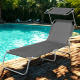 Aga Garden Reclining Lounger with Canopy Grey