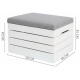 Wooden chest with padded lid 40 x 50 x 35 cm Grey/White 15252