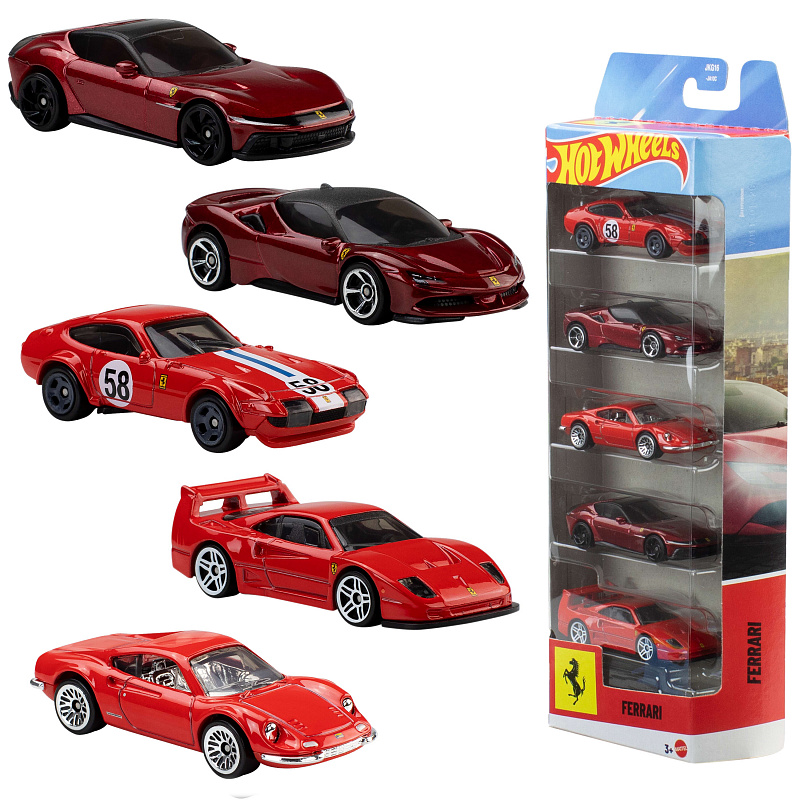 Hot Wheels 5 pcs Ferrari die-cast cars JLN12
