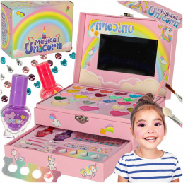 Makeup and Nail Set Cosmetics Shadows Polishes Drawers Unicorn