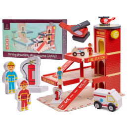 Aga Children's wooden garage GANAO - Fire Brigade
