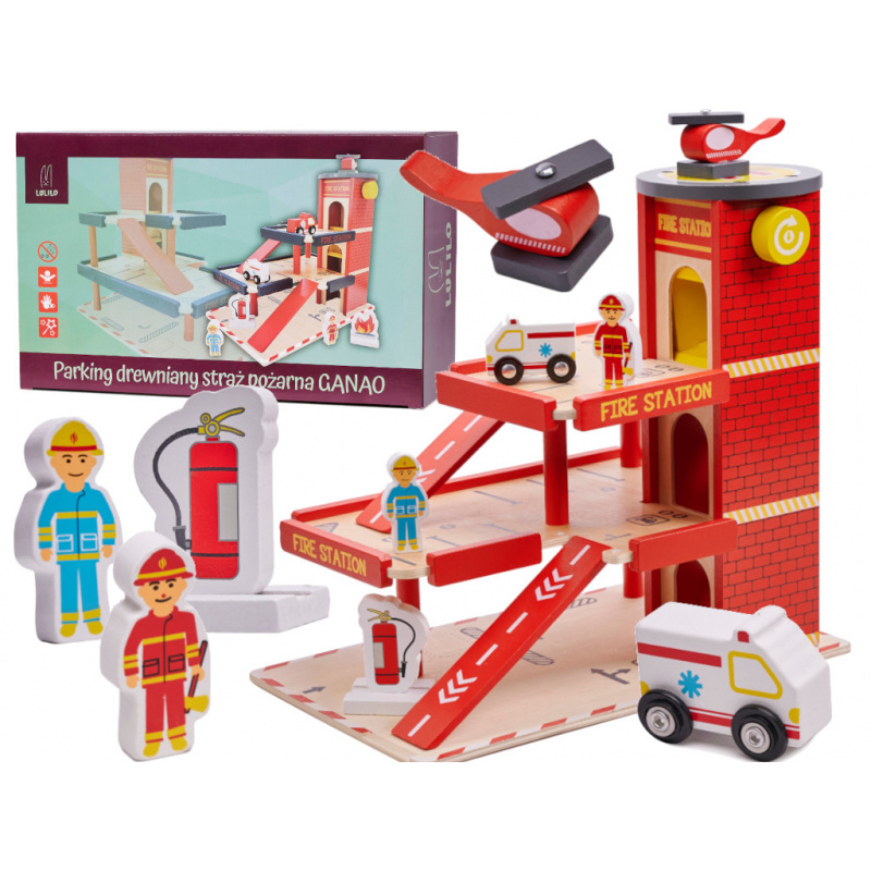 Aga Children's wooden garage GANAO - Fire Brigade