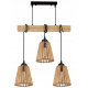 Hanging Ceiling Light LED Wooden Beam 3xE27 Chandelier Wooden Cone