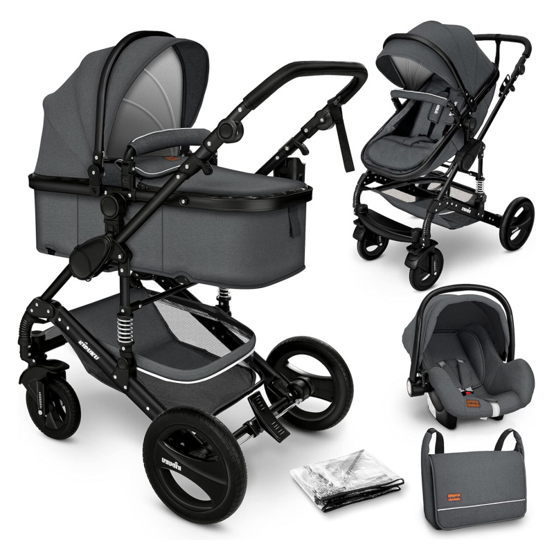 Kiduku Combined Stroller 3-in-1 Grey/Black