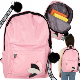 Single-compartment school backpack for youth, pink