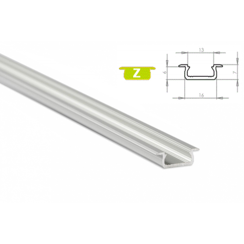 Aluminium profile for LED strips Z recessed 2m anodized
