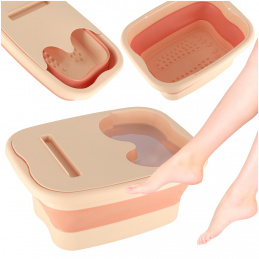 Silicone collapsible foot massage bucket with tabs
