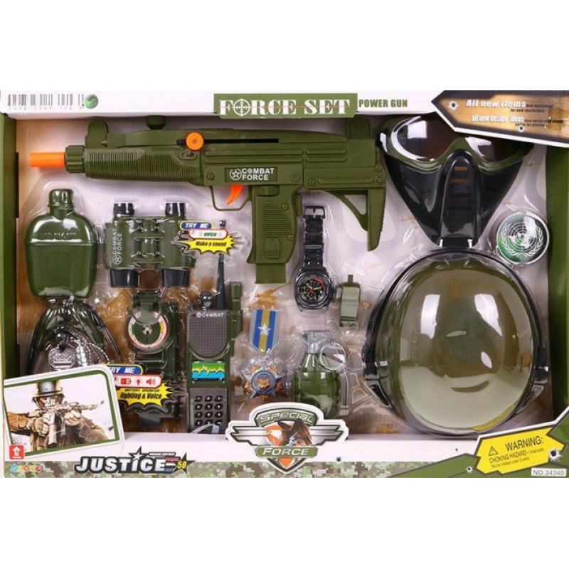 Soldier set for children 3+ Interactive effects 15 pcs. + Helmet + Vest + Rifle + Handgun