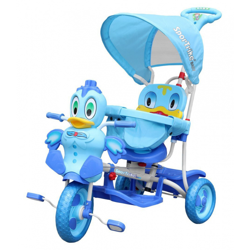 3-Wheel Balance Bike for Kids Kačenka Blue + Sounds + Canopy + Barrier + Footrest + Handle + Storage Space