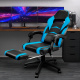 Aga Office chair Black - Light blue with footrest