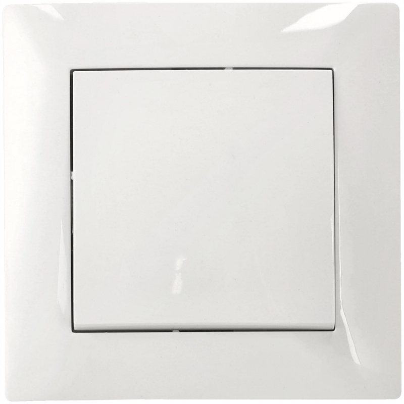 Single-pole switch for flush mounting, white