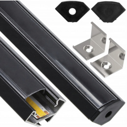 LED aluminum corner profile 2m black - set