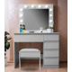 Aga Dressing table with mirror, lighting and el.drawer + stool Glossy white