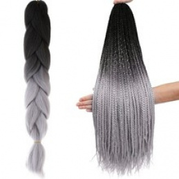 Hair Cane synthetic hair Ombre grey ISO