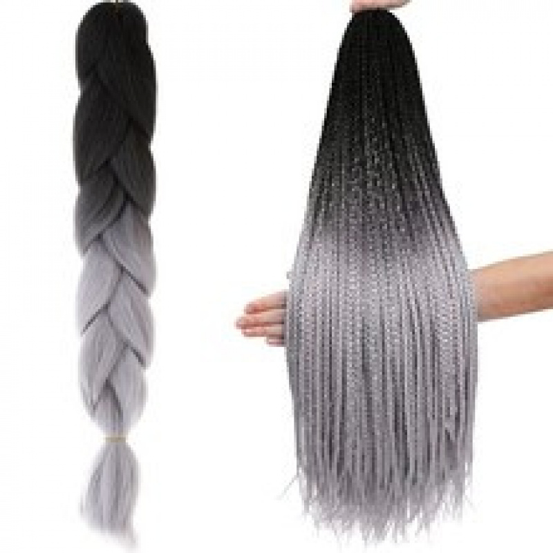 Hair Cane synthetic hair Ombre grey ISO
