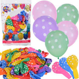 Colorful balloons with white polka dots set of 100 pieces ZA5568 universal