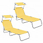 Aga 2x Garden Reclining Lounger with Canopy Yellow