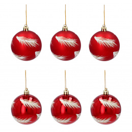 Aga Christmas Ornaments 7cm 6pcs Red - Fir Tree