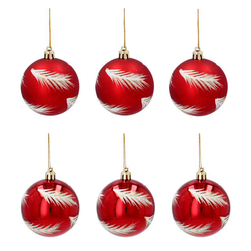 Aga Christmas Ornaments 7cm 6pcs Red - Fir Tree