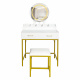 Aga Dressing Table with Mirror and Lighting + Stool White