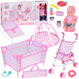 Deluxe Set Baby Doll Stroller Crib Mat with Accessories 17pcs ZA5916 Universal