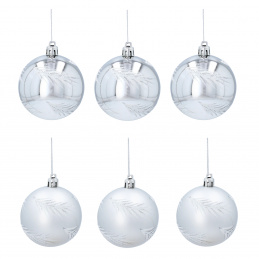 Aga Christmas Ornaments 7cm 6pcs Silver - Fir