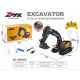 R/C excavator with a metal bucket and smoke function
