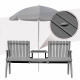 Aga Garden Bench with Table 152x70x83 cm Gray