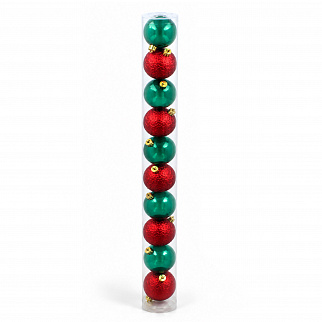 Aga Set of Christmas baubles 6 cm 10 pcs red and bottle green
