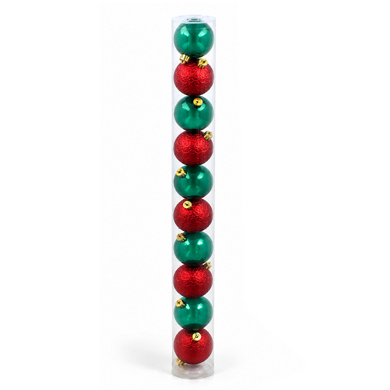 Aga Set of Christmas baubles 6 cm 10 pcs red and bottle green